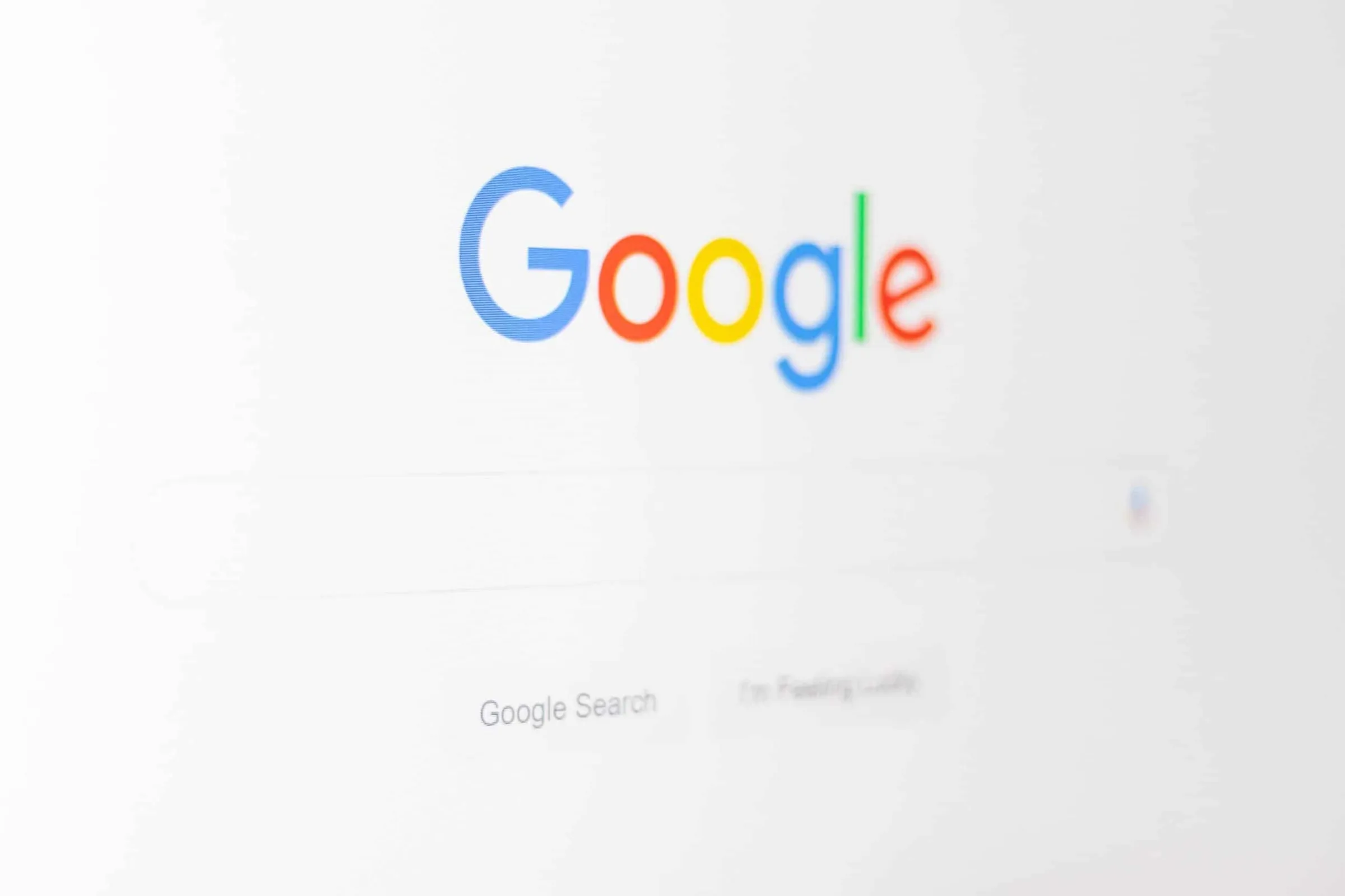 The Google homepage search box on a plain white screen
