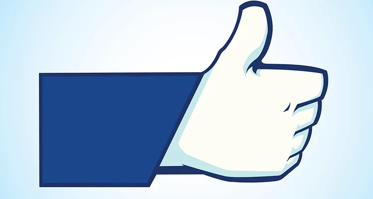 An oversized illustration of the Facebook thumbs up like icon