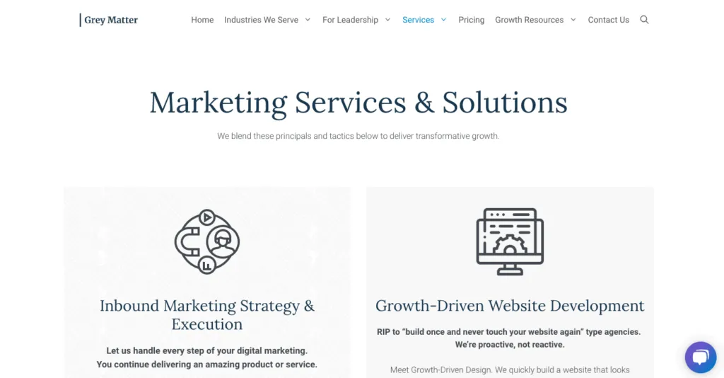 grey matter b2b seo agency website homepage