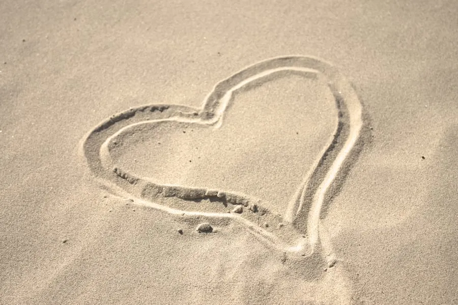 A heart drawn in the sand
