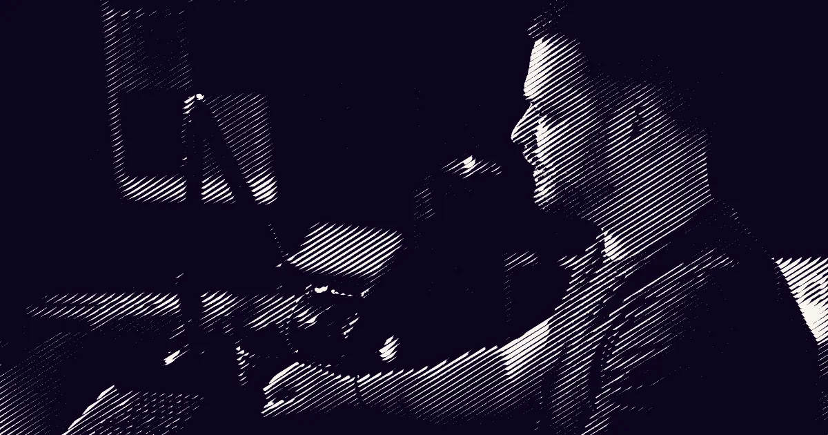 Justin Brown recording in the studio, 32 degree line-screen treatment