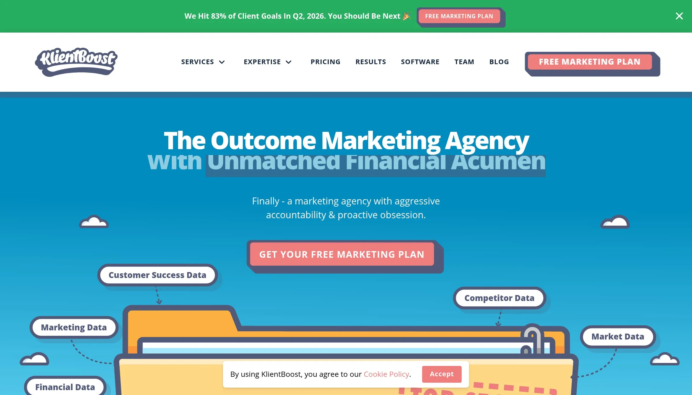 The KlientBoost homepage