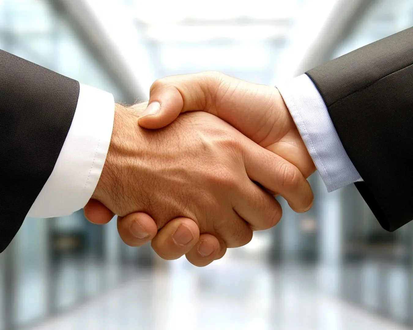 Two business professionals shaking hands, symbolizing trust and strong relationships in account-based marketing.