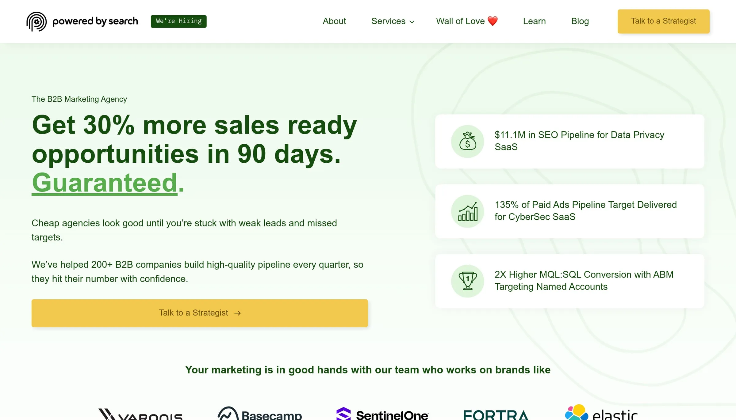 The Powered by Search homepage