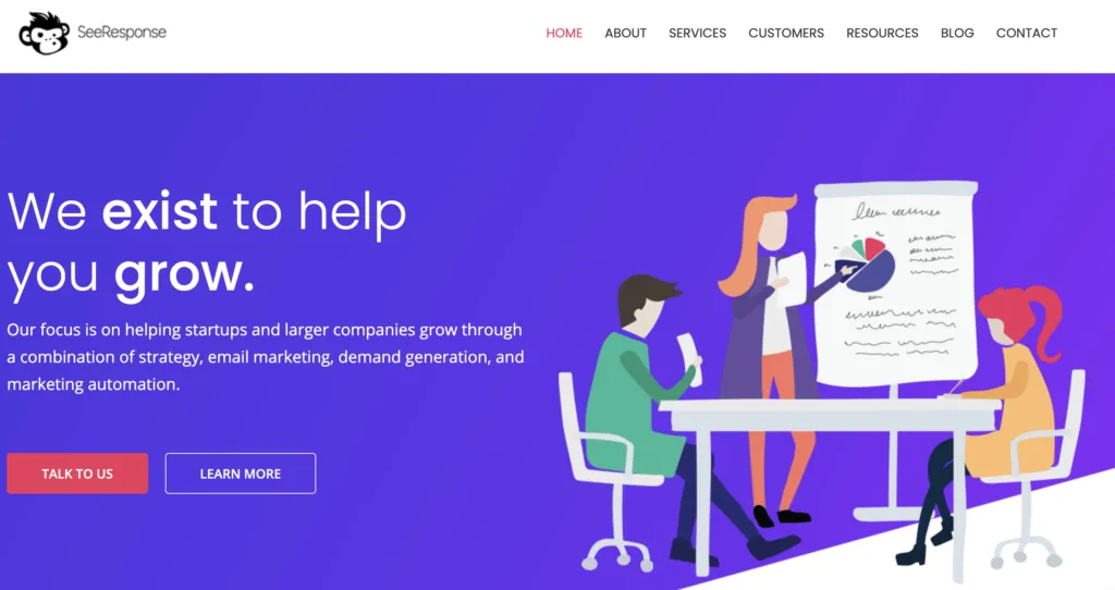 The SeeResponse homepage headed we exist to help you grow
