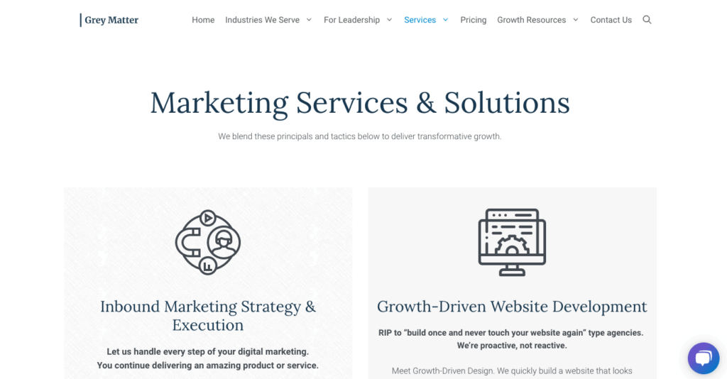 grey matter b2b seo agency website homepage