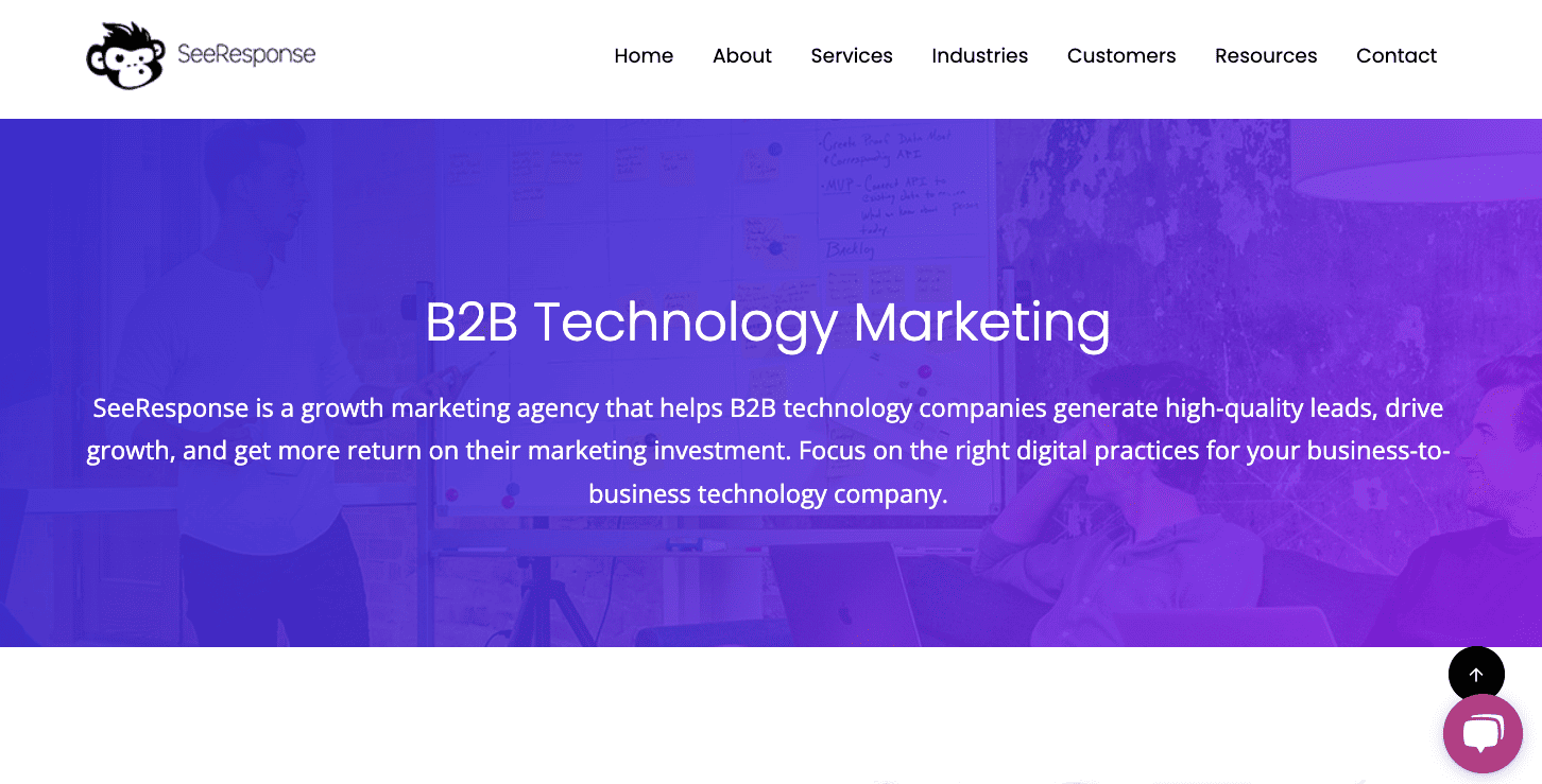 SeeResponse, B2B technology agency, homepage