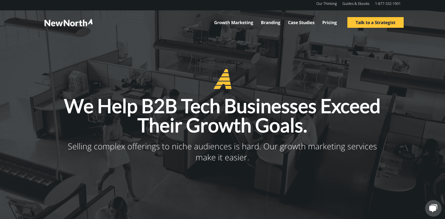 New North, b2b technology marketing agency, homepage